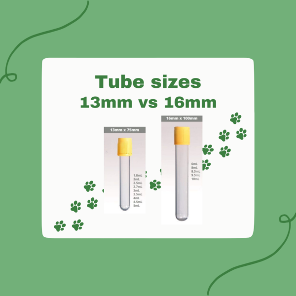 Two test tubes illustrating the different diameter sizes.