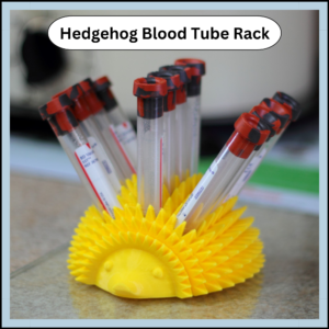 Yellow Hedgehog test tube rack filled with 12 tubes.